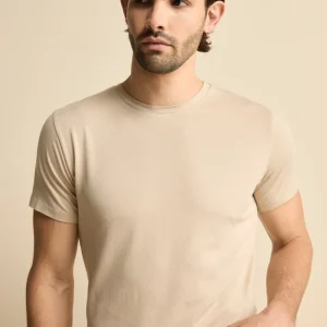 T-Shirt Girocollo in Jersey di Cotone - SABBIA