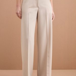 Pantalone Elegante a Palazzo con Piega - BEIGE
