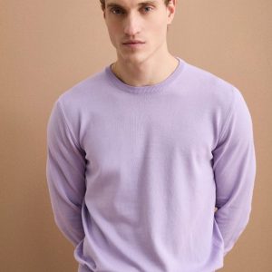 Maglia girocollo in cotone - LAVANDA