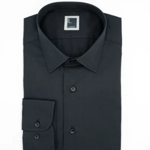 Camicia Slim Fit in Twill di Cotone - NERO