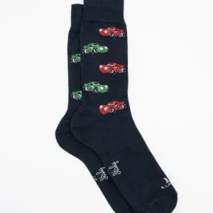 Calze Corte in Cotone Fantasia Automobili - BLU