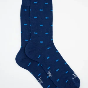 Calze Corte in Cotone Fantasia Pesci - BLU/BLUETTE
