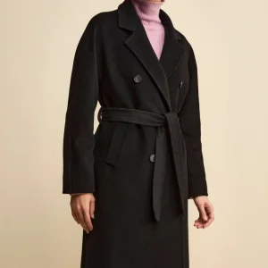 Cappotto Doppiopetto con Revers Classico in Lana e Cashmere - NERO