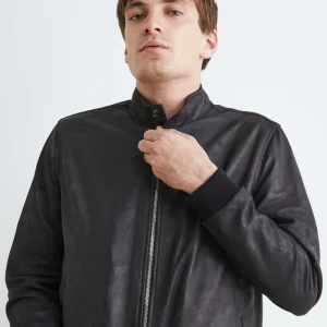 Bomber di pelle uomo - NERO