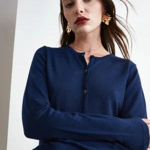 Cardigan Slim in lana merino - BLU