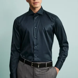 Camicia slim no stiro - BLU