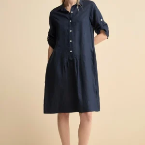 Abito Chemisier Ampio in Lino - BLU