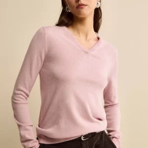 Pullover scollo a V in seta e cashmere - ROSA
