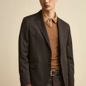 Abito Comfort Fit Monopetto in Lana Vergine - MARRONE