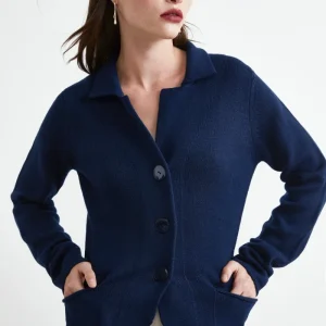 Cardigan in lana con bottoni - BLU