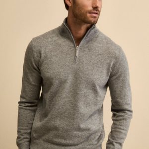 Lupetto con Zip in Lana e Cashmere - GRIGIO MELANGE