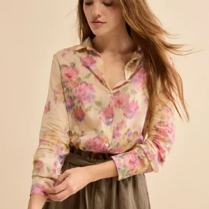 Camicia Over Floreale in Voile di Cotone - FANTASIA