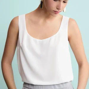 Top Elegante Smanicato in Georgette - PANNA