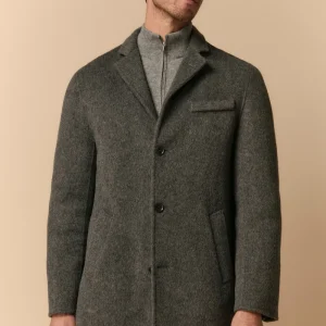 Cappotto in Lana con Gilet in Piuma - GRIGIO SCURO