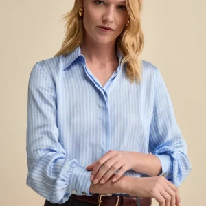 Camicia Morbida Fantasia in Raso - AZZURRO RIGATO