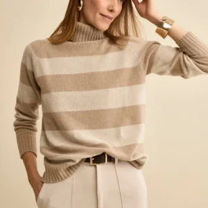 Dolcevita a Righe in Lana e Cashmere con Manica Raglan - BEIGE/GRIGIO