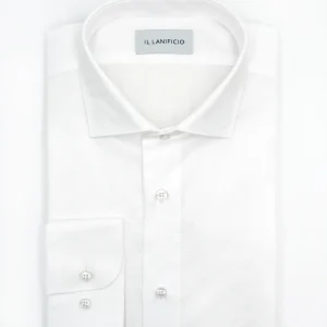 Camicia Dobby Custom Fit in Cotone - BIANCO OPERATO