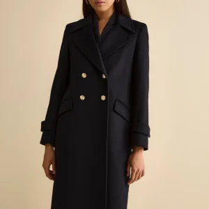 Cappotto Lungo Doppiopetto in Misto Lana e Cahsmere - BLU