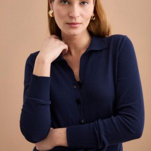 Cardigan Polo in Cotone - BLU