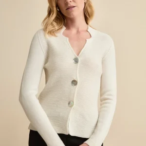 Cardigan in lana Merino - ECRU