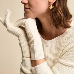 Guanto a Coste in Lana e Cashmere - BIANCO