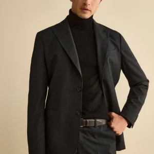 Abito Slim Fit Monopetto Revers a Lancia in Lana Vergine - ANTRACITE