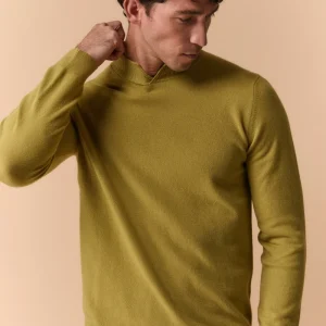 Lupetto con Spacco in Lana e Cashmere - LIME