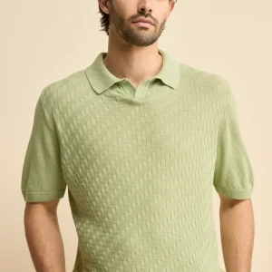 Polo Derby Mezza Manica in Misto Lino - VERDE PRATO