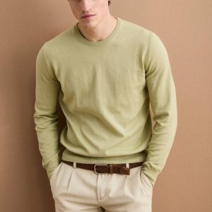 Maglia girocollo in cotone - SALVIA