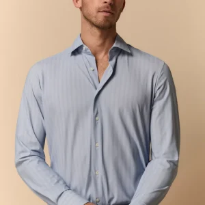 Camicia Fantasia Slim Fit in Jersey - AZZURRO SPIGATO