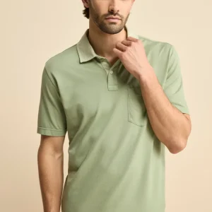 Polo Piquet in Filo di Scozia con Taschino - OLIVA