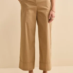 Pantalone Cropped a Palazzo in Tela - CAMMELLO