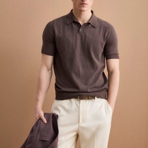 Polo bouclè in spugna - MARRONE