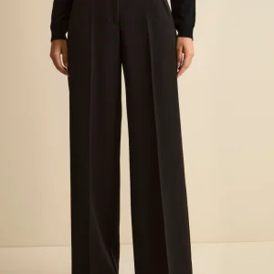 Pantalone a palazzo con piega - NERO