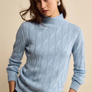 Lupetto a Trecce in Lana Merino - AZZURRO