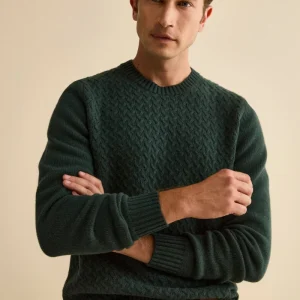 Maglia Girocollo in Lana a Trecce - VERDE