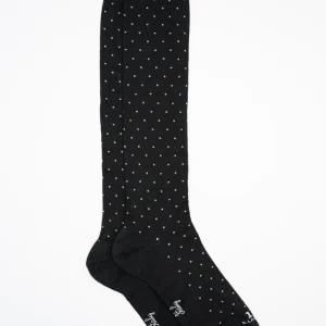 Calze Lunghe in Cotone Fantasia Quadretti - NERO/GRIGIO