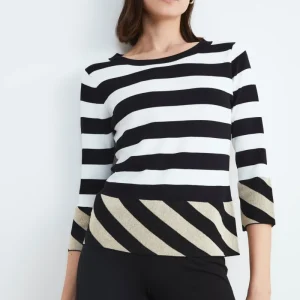 Maglia a righe girocollo - NERO RIGATO