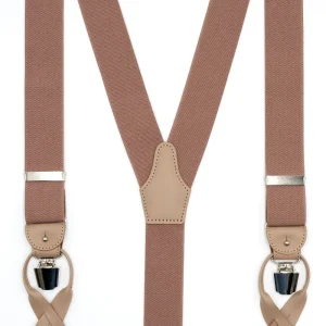Bretelle Tinta Unita con Clip e Asole in Pelle - SABBIA