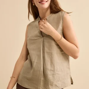 Top Incrociato in Lino con Scollo a V - TORTORA