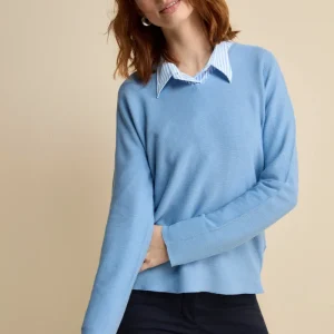 Pullover Links con Scollo a V in Cotone - AZZURRO
