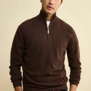 Lupetto con Zip in Lana e Cashmere - MARRONE