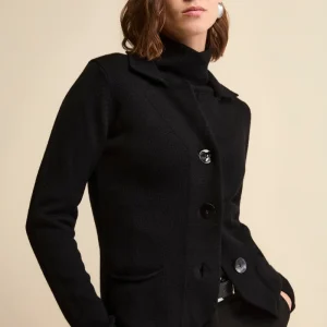 Cardigan in lana con bottoni - NERO