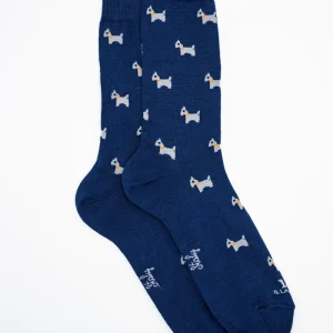 Calze Corte in Cotone Fantasia Cani - BLU/GRIGIO