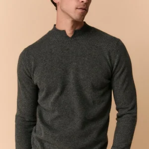 Lupetto con Spacco in Lana e Cashmere - ANTRACITE