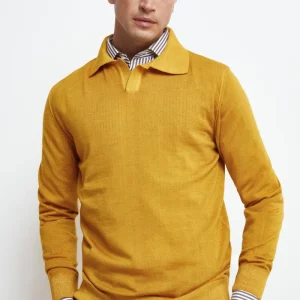 Polo derby in lana merino - SENAPE