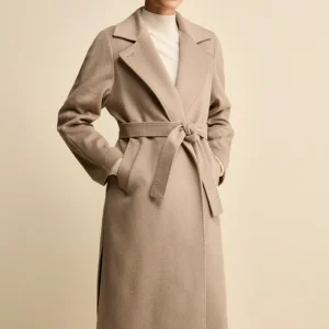 Cappotto lungo in lana e cashmere - NOCCIOLA