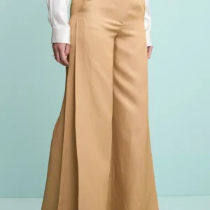 Pantalone Aperto Elegante in Misto Lino - ORO