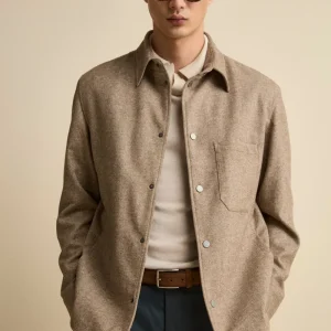 Giubbino Overshirt in Misto Lana - MARRONE SPIGATO