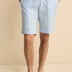 Bermuda in Lino con Coulisse - AZZURRO RIGATO